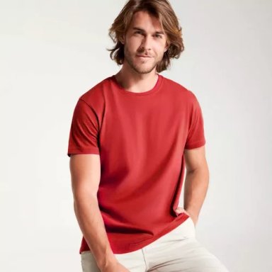 POLERA ALGODON MC HOMBRE COLOR ROJO TALLA M - 1