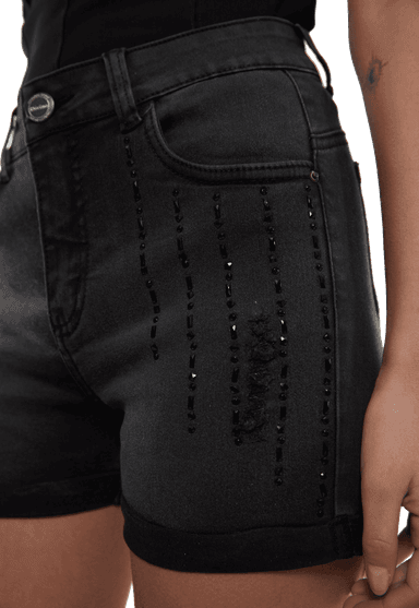SHORT MUJER DIVINO JEANS NEGRO MOSA - 4