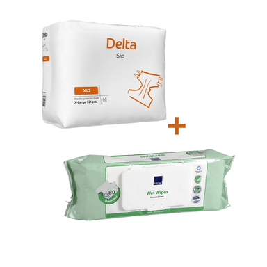 PAÑALES ADULTOS DELTA SLIP XL2 ABENA + TOALLITAS HÚMEDAS - 2