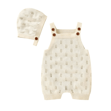 ENTERITO PARA BEBE KNIT SIN MANGAS CON SOMBRERO 80CM BLANCO - 1