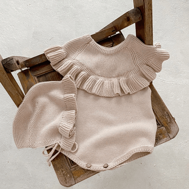 BODY DE ALGODON PARA BEBE TEJIDO A MANO 66 CM BEIGE - 5