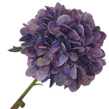 FLOR DE HORTENSIA ARTIFICIAL ENVEJECIDA COLOR MORADO DE 70 CM - 1