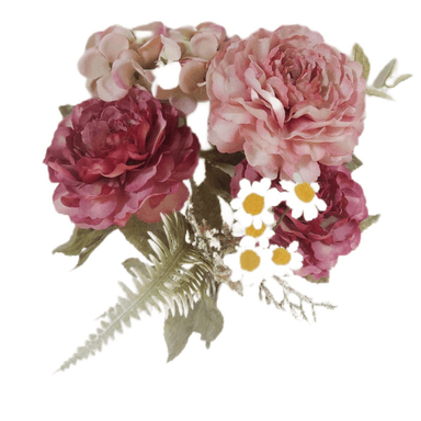 RAMO DE FLORES ENVEJECIDOS COLOR ROSADO ARTIFICIALES DE 30 CM - 1