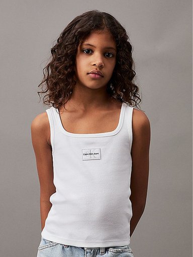 POLERA ALGODÓN NIÑA CALVIN KLEIN RIB BADGE SQUARE - 1