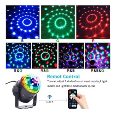 LUCES BOLA LED LÁSER DISCO CON CONTROL REMOTO MULTICOLOR - 4