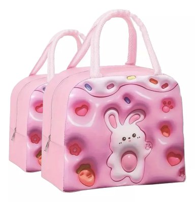 2 BOLSO TERMICO TIPO LONCHERA CON EFECTO 3D ROSA - 1