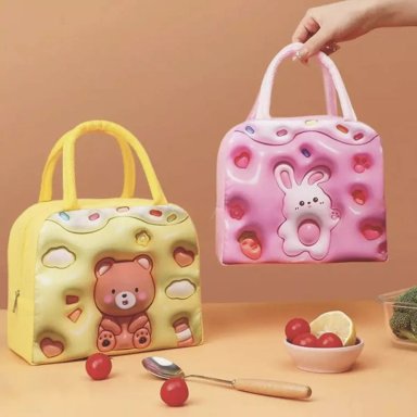 2 BOLSO TERMICO TIPO LONCHERA CON EFECTO 3D ROSA - 2