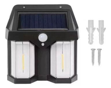 LÁMPARA FAROL SOLAR DOBLE CON SENSOR LUZ CÁLIDA - 1