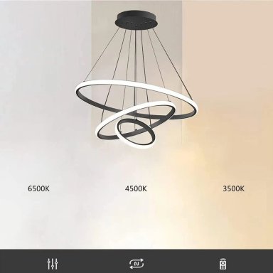 LAMPARA DE TECHO COLGANTE LED DISEÑO MODERNO TRIPLE ARO 48W - 4