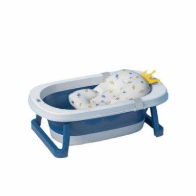 BAÑERA PLEGABLE BEBÉ CON TERMOMETRO Y COJÍN AZUL BABYMINE - 1