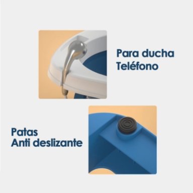 BAÑERA PLEGABLE BEBÉ CON TERMOMETRO Y COJÍN AZUL BABYMINE - 4