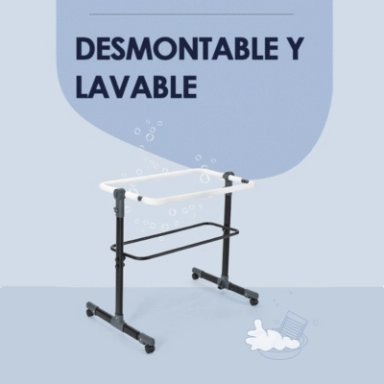 CUNA COLECHO MECEDORA CON RUEDAS GRIS BABYMINE - 6