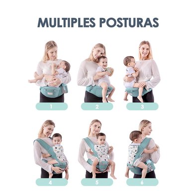 PORTABEBÉ BABYMINE ERGONÓMICO ASIENTO MULTIFUNCIONAL 6 EN 1 GRIS - 2