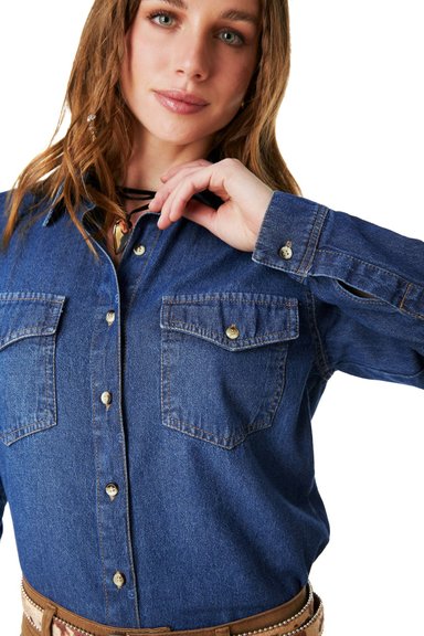 BLUSA BLUMI REGULAR DENIM AZUL EFESIS - 5