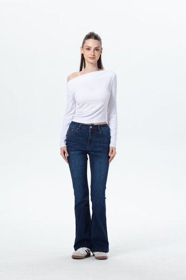 JEANS MUJER VALE FLARE AZUL OSCURO - 4