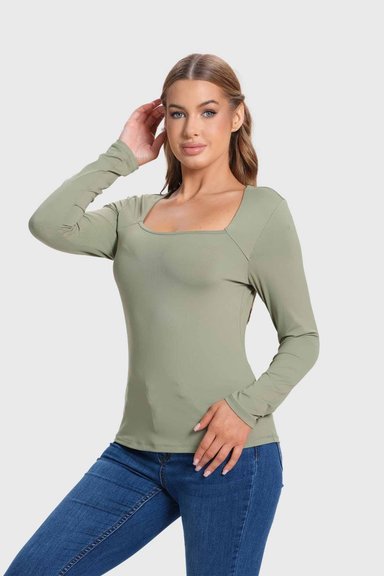 POLERA MUJER ESCOTE CUADRADO VERDE - 2