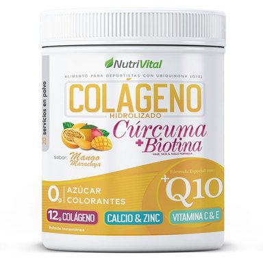 SUPLEMENTO ALIMENTICIO NUTRIVITAL COLÁGENO HIDROLIZADO Q10 + CÚRCUMA Y BIOTINA 300 GRS - 1
