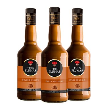 PACK X 3 LICOR CREMA DULCE DE LECHE TRES PLUMAS 700 CC - 1