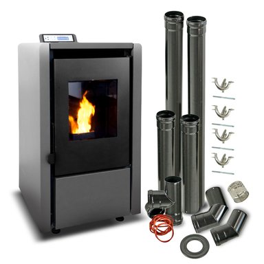ESTUFA PELLET 6,2 KW 100 M2 WIFI + KIT DE INSTALACIÓN - 1