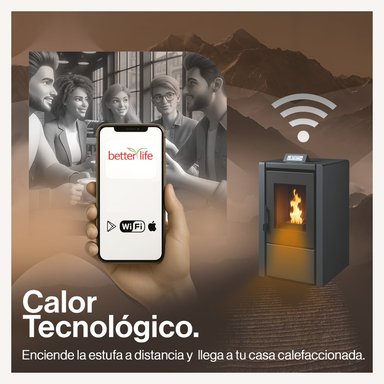 ESTUFA PELLET 6,2 KW 100 M2 WIFI + KIT DE INSTALACIÓN - 5