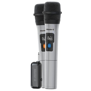 PAR DE MICROFONOS INALAMBRICOS CON RECEPTOR UHF MASTER-G - 1
