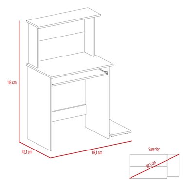 ESCRITORIO FMFURNITURE CON PORTATECLADO Y BASE CPU FM 065C CAFÉ CLARO - 7