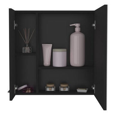 MUEBLE BAÑO FMFURNITURE BOTIQUIN 2 PUERTAS CON ESPEJO FM 002N NEGRO - 3