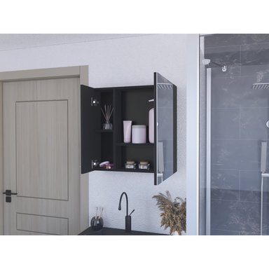 MUEBLE BAÑO FMFURNITURE BOTIQUIN 2 PUERTAS CON ESPEJO FM 002N NEGRO - 5