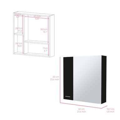 MUEBLE BAÑO FMFURNITURE BOTIQUIN 2 PUERTAS CON ESPEJO FM 002N NEGRO - 6
