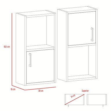 ORGANIZADOR FMFURNITURE MUEBLE BAÑO CON 1 PUERTA X2 UNIDADES FM 001B BLANCO - 7