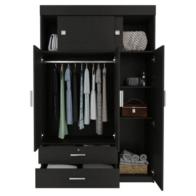 CLOSET 5 PUERTAS 2 CAJONES FM-003N - NEGRO - 3