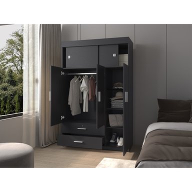 CLOSET 5 PUERTAS 2 CAJONES FM-003N - NEGRO - 6