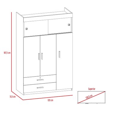 CLOSET 5 PUERTAS 2 CAJONES FM-003N - NEGRO - 7