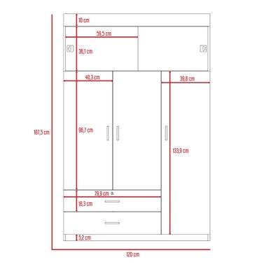 CLOSET 5 PUERTAS 2 CAJONES FM-003N - NEGRO - 8