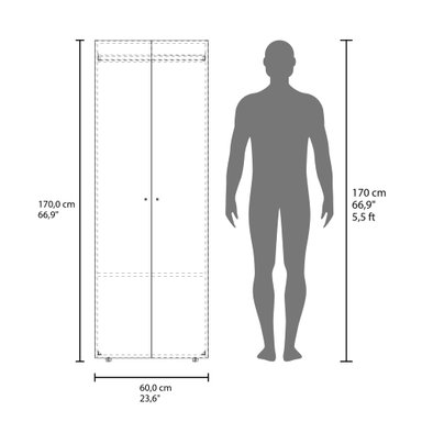 CLOSET COLGADOR 2 PUERTAS 170X60X40,2 CM EN COLOR NEGRO - 9