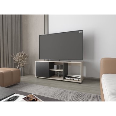 RACK TV 50' 120,3X34,9X46,7 BEIGE Y EN COLOR NEGRO - 5