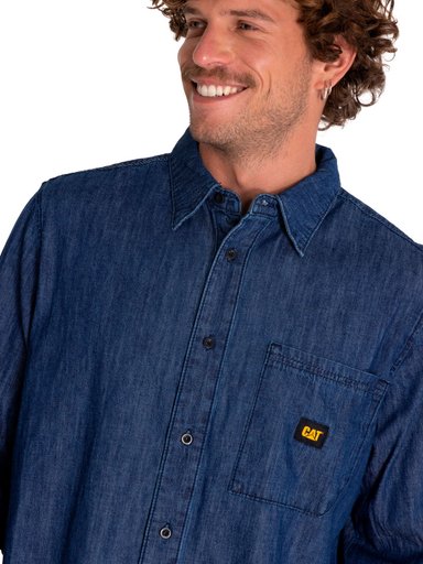 CAMISA MANGA LARGA HOMBRE DENIM GRIS CAT - 5