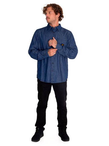CAMISA MANGA LARGA HOMBRE DENIM GRIS CAT - 6