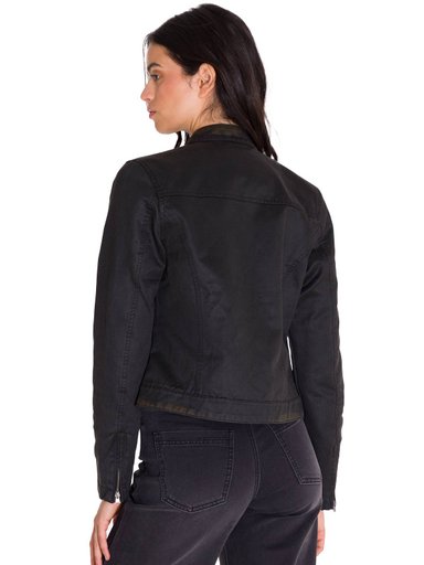 CHAQUETA CASUAL WAXED MOTO MUJER NEGRA CAT - 6