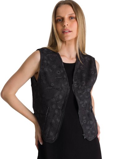 CHAQUETA SIN MANGAS MUJER FASION UTILITY VEST EN COLOR NEGRO CAT - 1
