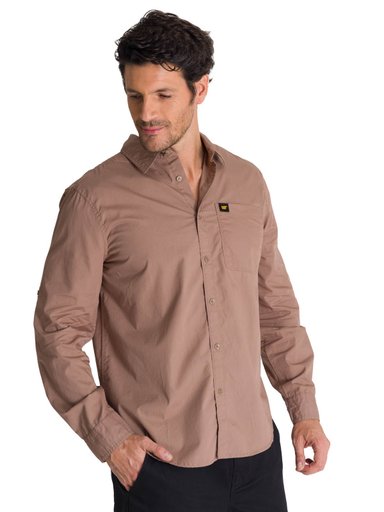 CAMISA MANGA LARGA HOMBRE CONVERTIBLE EN COLOR CAFE CAT - 2