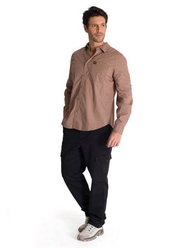 CAMISA MANGA LARGA HOMBRE CONVERTIBLE EN COLOR CAFE CAT - 7