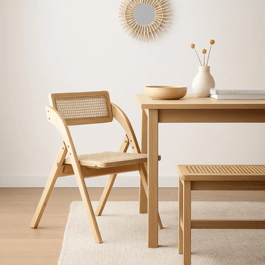 SILLA AMBAR PLEGABLE DE MADERA RATTAN NATURAL - 3