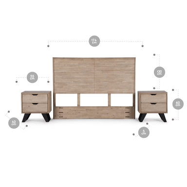 SET RESPALDO 2 PLAZAS + VELADORES ROSEN CULVER - 2