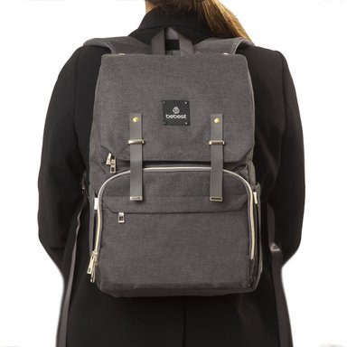 MOCHILA BEBESIT MATERNAL MUDADOR MELANGE NEGRO - 4