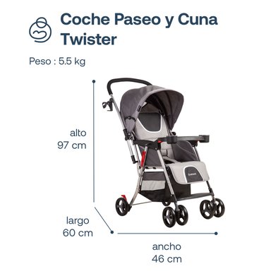 COCHE BEBESIT TWISTER GRI5224SXG GRIS - 7