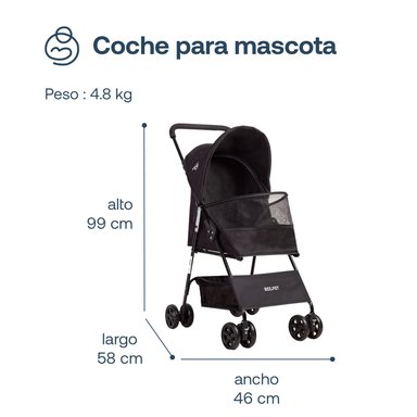 COCHE PERROS GATOS PLEGABLE LIGHT BEEPET BEBESIT NEGRO - 6