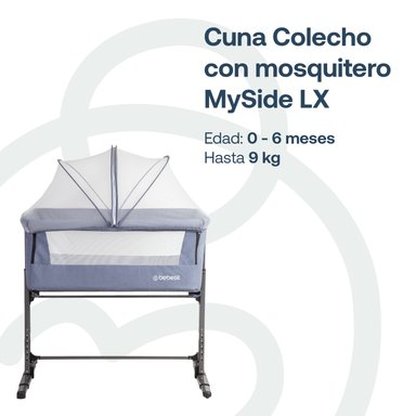 CUNA COLECHO BEBESIT ACERO AZUL CON MOSQUITERO MYSIDE LX - 2