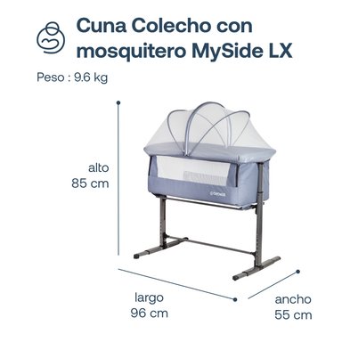 CUNA COLECHO BEBESIT ACERO AZUL CON MOSQUITERO MYSIDE LX - 7