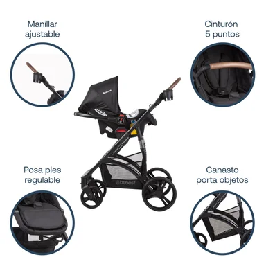 COCHE CUNA BEBESIT TRAVEL SYSTEM QUEST LX NEGRO - 3